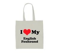 I Love My Inglese Fox Hound - Tela Borsa Grande - Cane Cani Cucciolo Carino