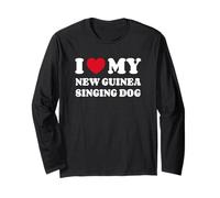 I Love My New Guinea Singing Dog Cane Cuore Amore Maglia a Manica