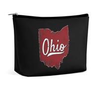 I Love My Ohio Borsa per il trucco Borsa per cosmetici da viaggio portatile Grande borsa con cerniera Borsa organizer in pelle PU Borsa da toeletta