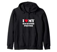 I Love My Old Danish Pointer Cane Cuore Amore Felpa con Cappuccio