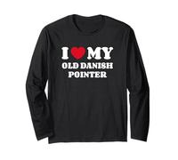 I Love My Old Danish Pointer Cane Cuore Amore Maglia a Manica
