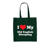 I Love My Old English Cane da Pastore - Tela Borsa Grande - Animali Cagnolino