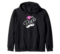 I Love My Papa Funny Father Dad Daddy Cuore e Baffi Felpa con Cappuccio