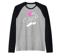 I Love My Papa Funny Father Dad Daddy Cuore e Baffi Maglia con Maniche Raglan