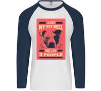 I Love My Pitbull E 3 Persone Divertente Uomo L/S Maglietta Da Baseball