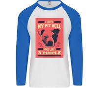 I Love My Pitbull E 3 Persone Divertente Uomo L/S Maglietta Da Baseball