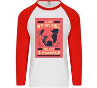 I Love My Pitbull E 3 Persone Divertente Uomo L/S Maglietta Da Baseball