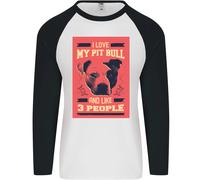 I Love My Pitbull E 3 Persone Divertente Uomo L/S Maglietta Da Baseball