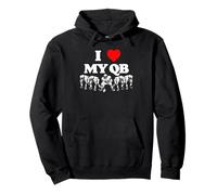 I Love My Quarterback QB Funny Offensive Line Football OL Felpa con Cappuccio