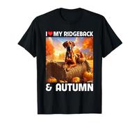 I Love My Rhodesian Ridgeback e Autunno Foglie di Pollo Maglietta