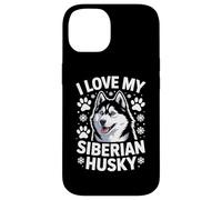 I Love My Siberian Husky Paw Prints Fiocchi di neve Custodia per iPhone 14
