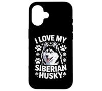 I Love My Siberian Husky Paw Prints Fiocchi di neve Custodia per iPhone 16