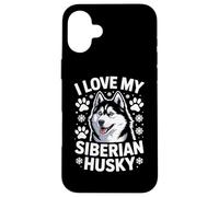 I Love My Siberian Husky Paw Prints Fiocchi di neve Custodia per iPhone 16 Plus