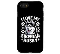 I Love My Siberian Husky Paw Prints Fiocchi di neve Custodia per iPhone SE (2020) / 7 / 8