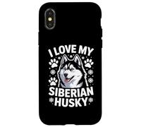 I Love My Siberian Husky Paw Prints Fiocchi di neve Custodia per iPhone X/XS