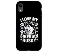I Love My Siberian Husky Paw Prints Fiocchi di neve Custodia per iPhone XR