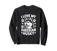 I Love My Siberian Husky Paw Prints Fiocchi di neve Felpa