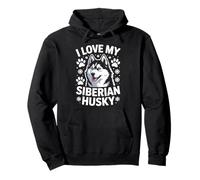 I Love My Siberian Husky Paw Prints Fiocchi di neve Felpa con Cappuccio