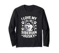 I Love My Siberian Husky Paw Prints Fiocchi di neve Maglia a Manica