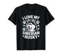 I Love My Siberian Husky Paw Prints Fiocchi di neve Maglietta