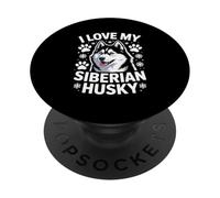 I Love My Siberian Husky Paw Prints Fiocchi di neve PopSockets PopGrip Adesivo
