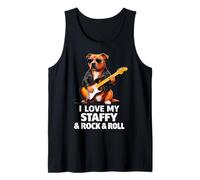 I Love My Staffy e Rock And Roll Cool Dog Lover Music Fans Canotta