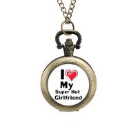 I Love My Super Hot Girlfriend orologio da tasca vintage in lega con ciondolo orologio collana regalo per uomo donna, stile rame, misura unica