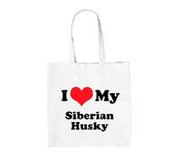 I Love My Syberian Husky - Borsa Tote IN Tela - Cani Cuccioli Animali Canina