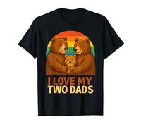 I Love My Two Dads Retro Papa Bear LGBTQ Pride Month per bambini Maglietta