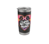 I Love My Two Moms Cuore Caldo Arcobaleno Bicchiere termico in acciaio inox doppia parete