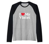 I Love My Violet Heart Viola Love Viola Maglia con Maniche Raglan