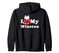 I Love My Winston - Amante dei Gatti Felpa con Cappuccio