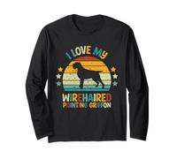 I Love My Wirehaired Pointing Griffon - Vintage Retro Tramonto Maglia a Manica