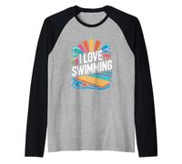I Love Nuoto Spiaggia Divertimento Tropical Vibes Maglia con Maniche Raglan