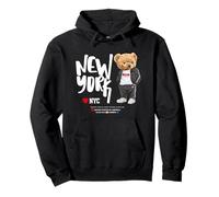 I Love NYC, New York City Teddy Bear Illustration Graphic Felpa con Cappuccio