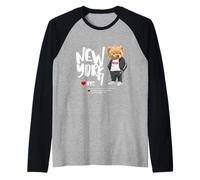 I Love NYC, New York City Teddy Bear Illustration Graphic Maglia con Maniche Raglan