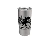I Love NYC, New York Never Goes Offline Retro Pixel Dinosaur Bicchiere termico in acciaio inox doppia parete