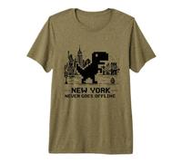 I Love NYC, New York Never Goes Offline Retro Pixel Dinosaur Maglietta Premium