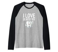I Love Odontoiatria Dente Cartoon Design Divertente Maglia con Maniche Raglan