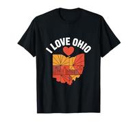 I Love Ohio Cuore Stato Skyline Opera d'Arte Maglietta