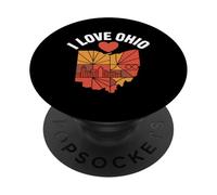 I Love Ohio Cuore Stato Skyline Opera D'arte PopSockets PopGrip Adesivo