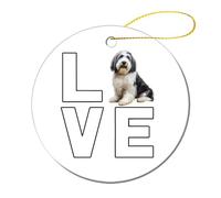 I Love Old English Sheepdog stampato ornamenti natalizi rotondi decorazione albero di Natale decorazione pendente appeso