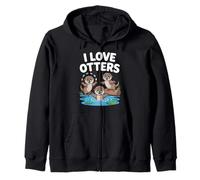 I Love Otters Carino Animale Giocoso Amici Felpa con Cappuccio