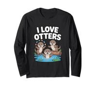I Love Otters Carino Animale Giocoso Amici Maglia a Manica