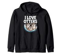 I Love Otters - Simpatico Design per Amanti degli Animali Felpa con Cappuccio