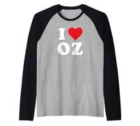 I Love OZ Initials I Heart O.Z. First Last Name O Z Maglia con Maniche Raglan