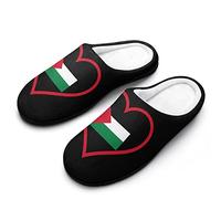 I Love Palestine Red Heart Winter Warm Mens pantofole suola in gomma confortevole cotone scarpe da casa per uso quotidiano, Stile:, 11-12（44-45）