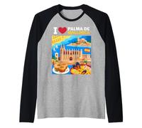 I Love Palma De Mallorca Spagna Viaggio Souvenir Maglia con Maniche Raglan