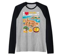 I Love Palma De Mallorca Spagna Viaggio Souvenir Maglia con Maniche Raglan