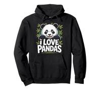 I Love Pandas Cute Panda Bear Opera d'Arte Felpa con Cappuccio
